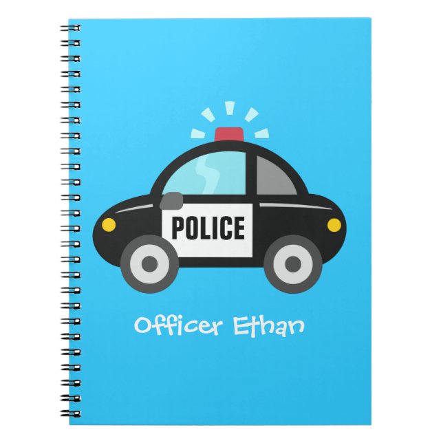 Cute Police Car with Siren For Kids Spiral Notebook (Front)