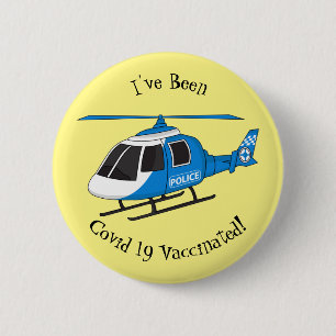 Cute police department helicopter chopper cartoon 6 cm round badge