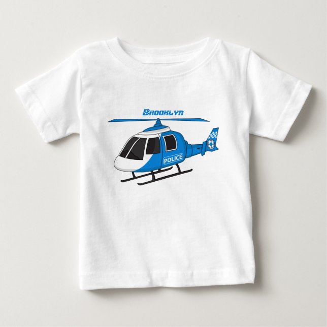 Cute police department helicopter chopper cartoon baby T-Shirt (Front)