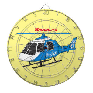 Cute police department helicopter chopper cartoon dartboard