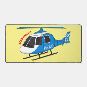 Cute police department helicopter chopper cartoon  desk mat
