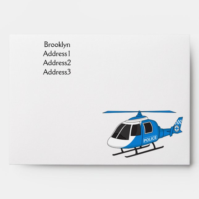 Cute police department helicopter chopper cartoon envelope (Front)