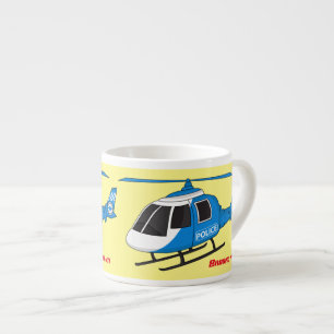 Cute police department helicopter chopper cartoon espresso cup