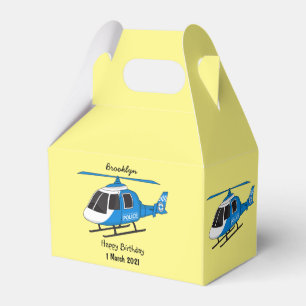 Cute police department helicopter chopper cartoon favour box