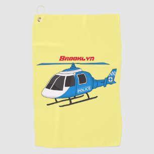 Cute police department helicopter chopper cartoon golf towel