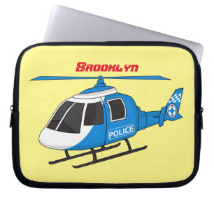 Cute police department helicopter chopper cartoon laptop sleeve