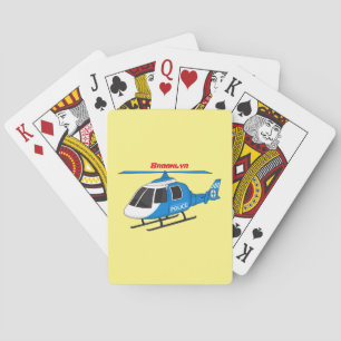 Cute police department helicopter chopper cartoon  playing cards