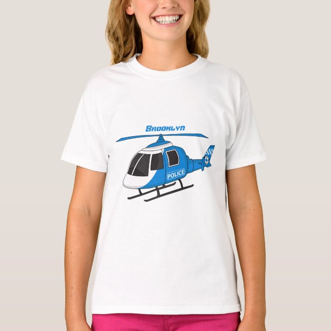 Cute police department helicopter chopper cartoon T-Shirt (Front)