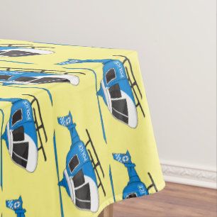Cute police department helicopter chopper cartoon tablecloth