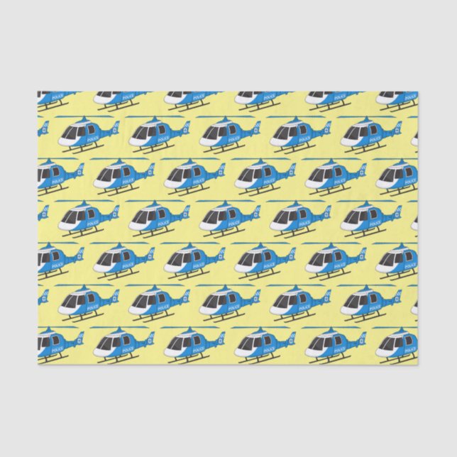 Cute police department helicopter chopper cartoon tissue paper (Front)