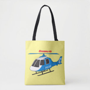 Cute police department helicopter chopper cartoon  tote bag