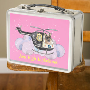 Cute Police Dog K9-Unit on Helicopter  Metal Lunch Box