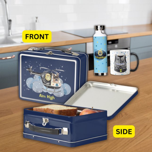 Cute Police Dog on Helicopter  Metal Lunch Box (Creator Uploaded)