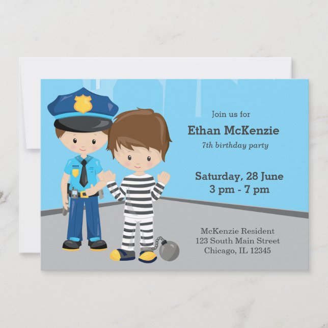 Cute Police Officer Invitation (Front)