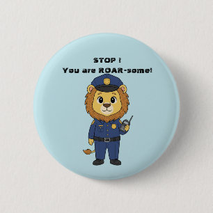Cute police officer lion Cop Kids Valentine 6 Cm Round Badge