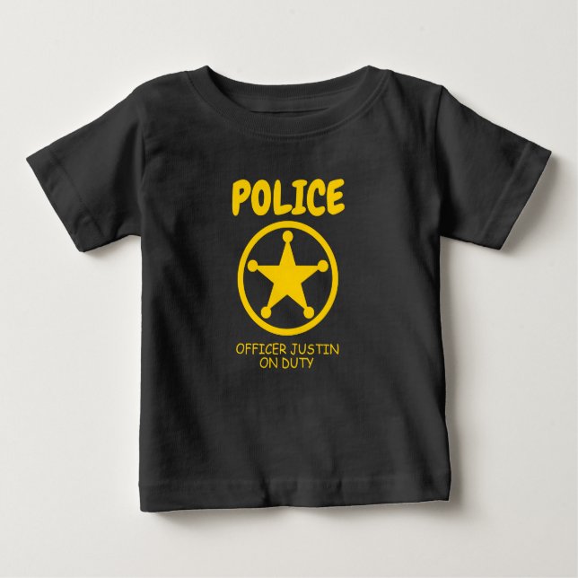Cute police officer on duty badge t shirt for baby (Front)