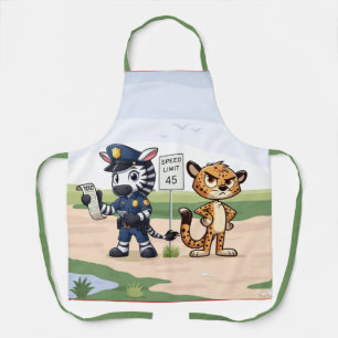 cute police zebra & cheetah apron