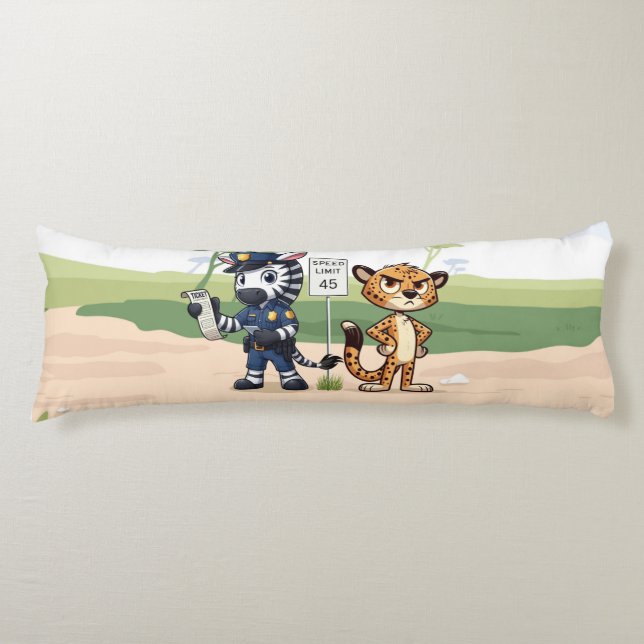 cute police zebra & cheetah body cushion (Front)