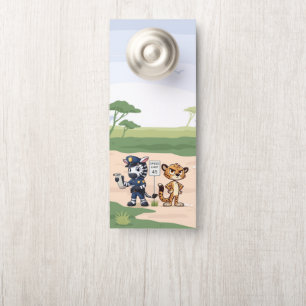 cute police zebra & cheetah door hanger