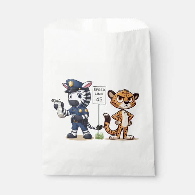 cute police zebra & cheetah favour bags (Front)