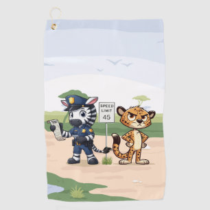 cute police zebra & cheetah golf towel