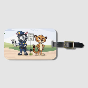 cute police zebra & cheetah luggage tag