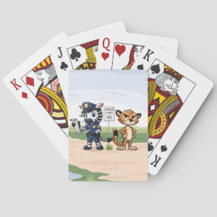 cute police zebra & cheetah playing cards