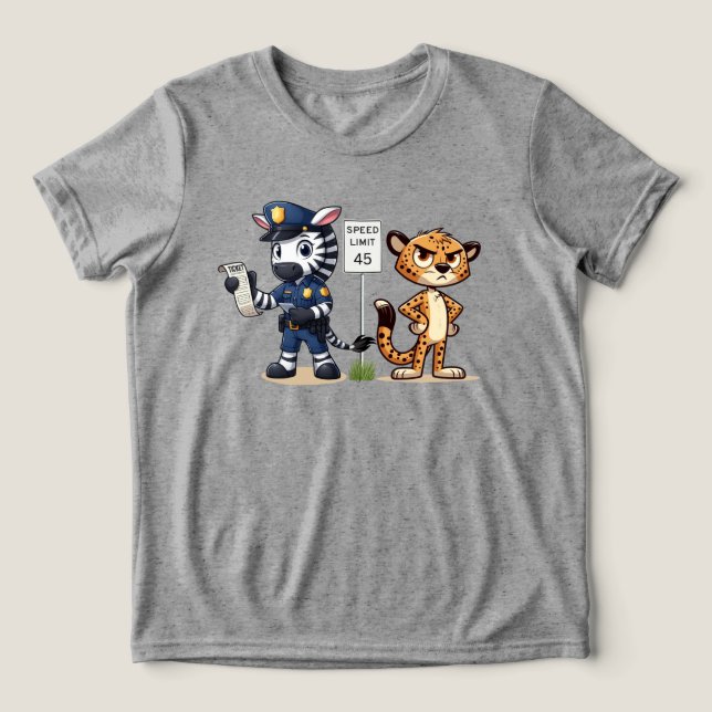 cute police zebra & cheetah Tri-Blend shirt (Design Front)