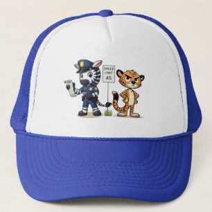 cute police zebra & cheetah trucker hat