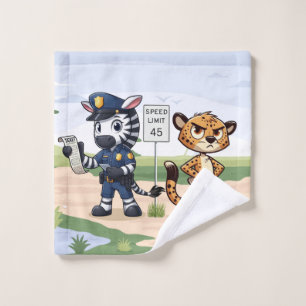 cute police zebra & cheetah wash cloth