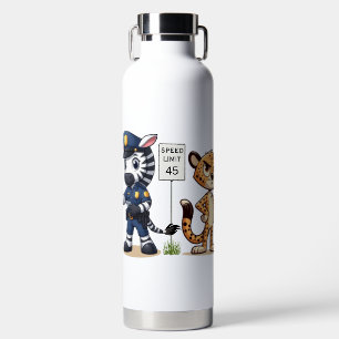 cute police zebra & cheetah water bottle
