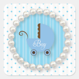 Cute Polka Dot and pearls Boy Baby shower Sticker