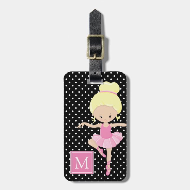 Cute Polka Dot Ballerina Luggage Tag (Front Vertical)