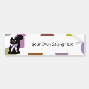 Cute Polka Dot Black Kitty Cat Bumper Sticker