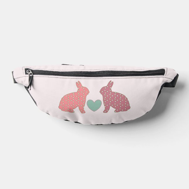 Cute Polka Dot Bunnies Pink Bum Bags (Lay Down)