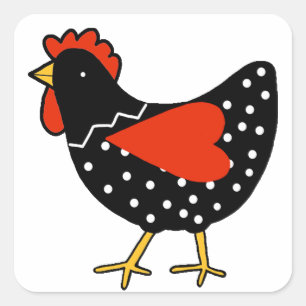 Cute Polka Dot Chicken Square Sticker
