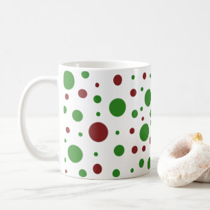 Cute polka dot Christmas Red Green pattern Coffee Mug