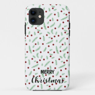 Cute polka dot Christmas tree Red Green pattern Case-Mate iPhone Case