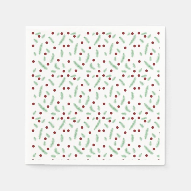 Cute polka dot Christmas tree Red Green pattern Napkin (Front)