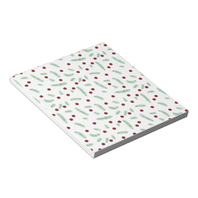 Cute polka dot Christmas tree Red Green pattern Notepad (Angled)