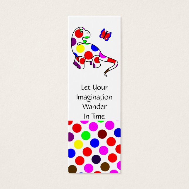 Cute Polka Dot Dinosaur Bookmark (Front)