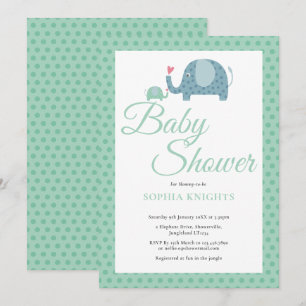 Cute Polka Dot Elephants Baby Shower / Sprinkle Invitation