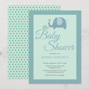 Cute Polka Dot Elephants Baby Shower / Sprinkle Invitation