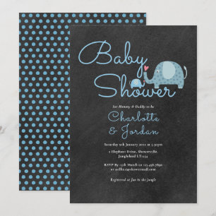 Cute Polka Dot Elephants Couples Baby Shower Invitation