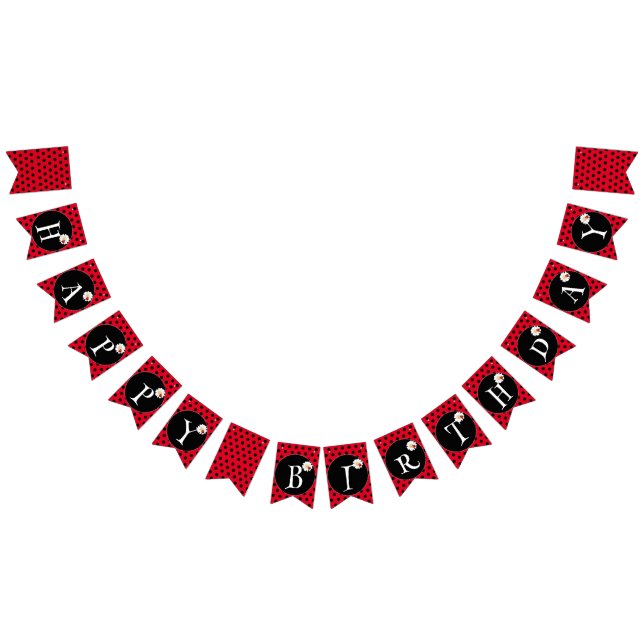 Cute Polka dot Ladybug Daisy Flower Birthday Party Bunting (All)