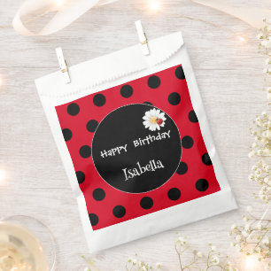 Cute Polka dot Ladybug Daisy Flower Birthday Party Favour Bags