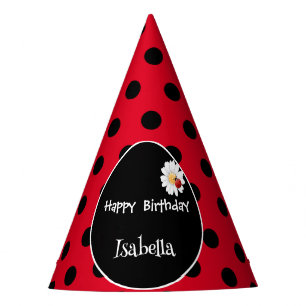 Cute Polka dot Ladybug Daisy Flower Birthday Party Hat
