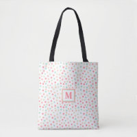 Cute Polka-Dot Monogram in Pink, Blue and Green