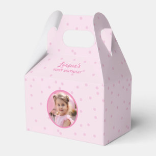 Cute Polka Dot Pattern Pink Birthday Party Photo Favour Box