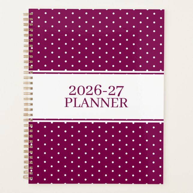 Cute Polka Dot Pattern Planner (Front)